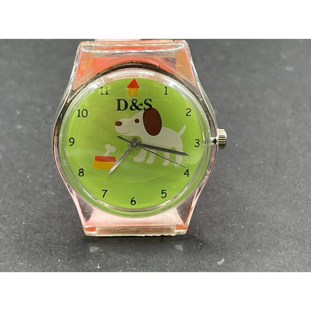 D & S Imports Dog Theme Quartz Watch 33mm Clear Case Red Paw Print Band